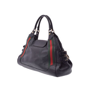 Gucci Sherry Black Leather Line Handbag